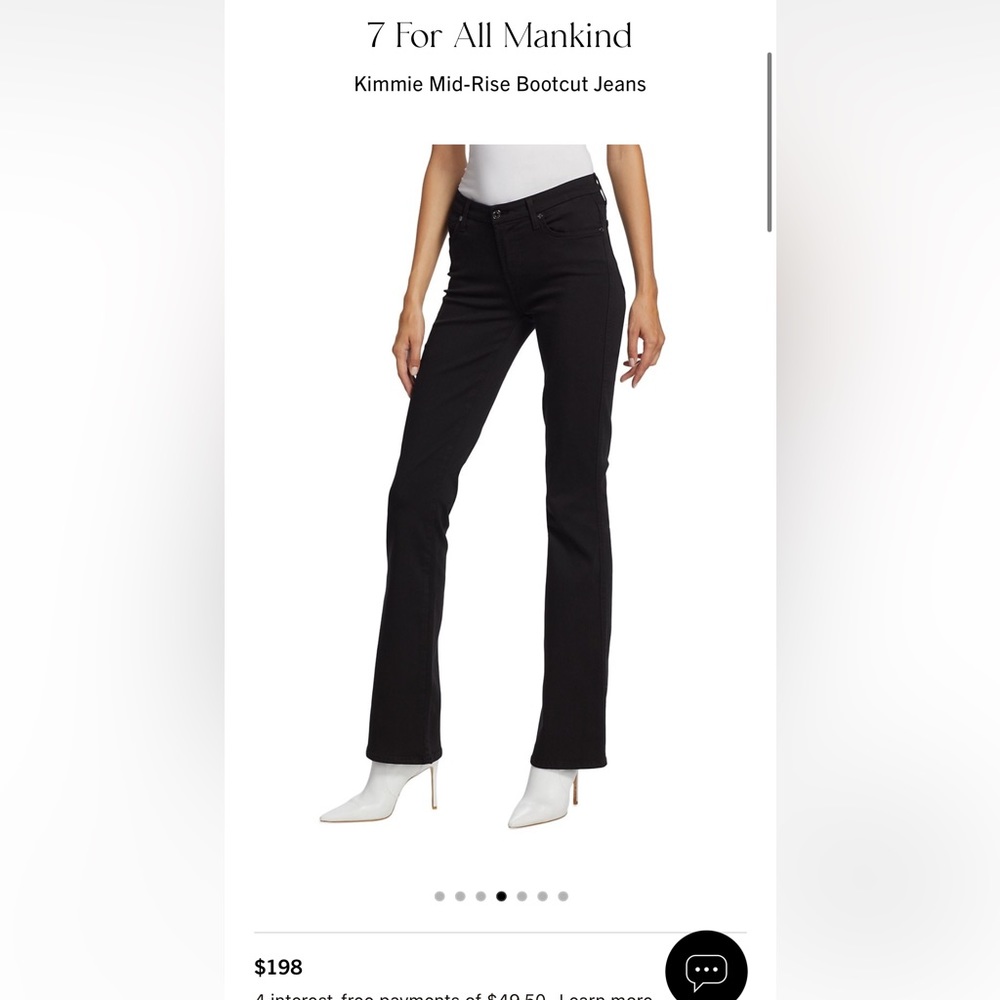 7 For All Mankind, Kimmie Bootcut Jeans, Black, Size 26